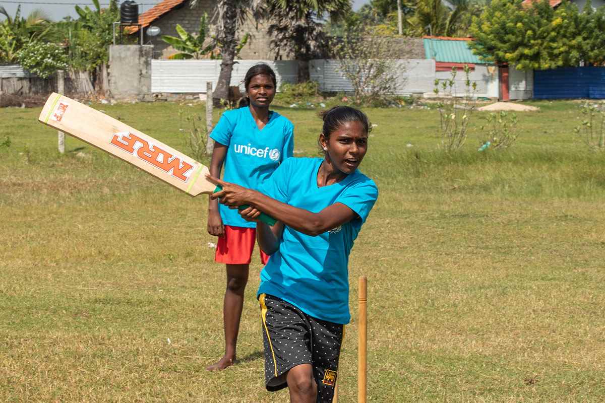 Playing cricket