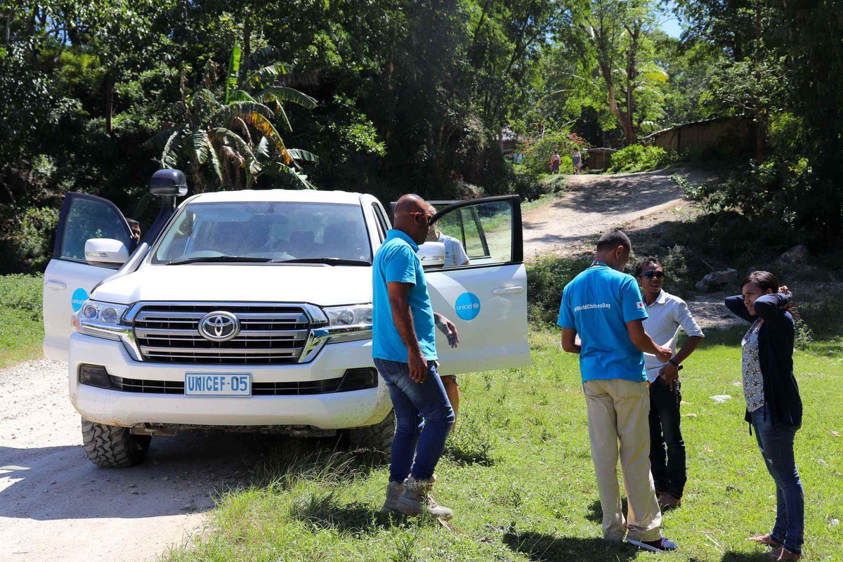 Jonia and the UNICEF team on the way to Viqueque Villa in Timor-Leste.