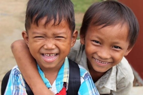 Children smiling in Cambodia