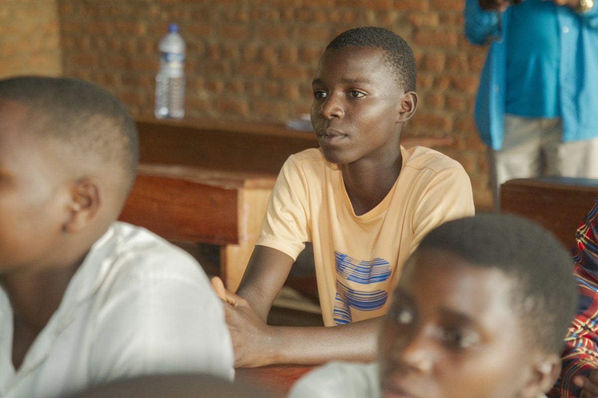 Burundi students in a classroom learning STEM as part of the Creatable program
