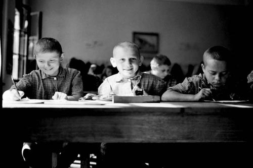 In Yugoslavia, 1946, three boys affected by World War II receive aid and support to continue learning in a school in the north-western region of Croatia. © UNICEF/UNI43103/Unknown 