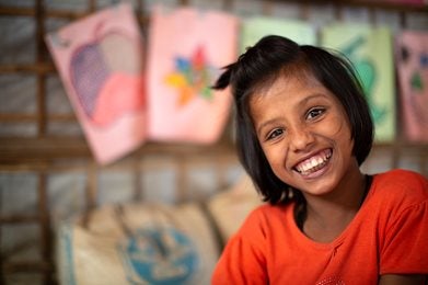 Yasmina, 10, pictured at the UNICEF-supported Learning Centre