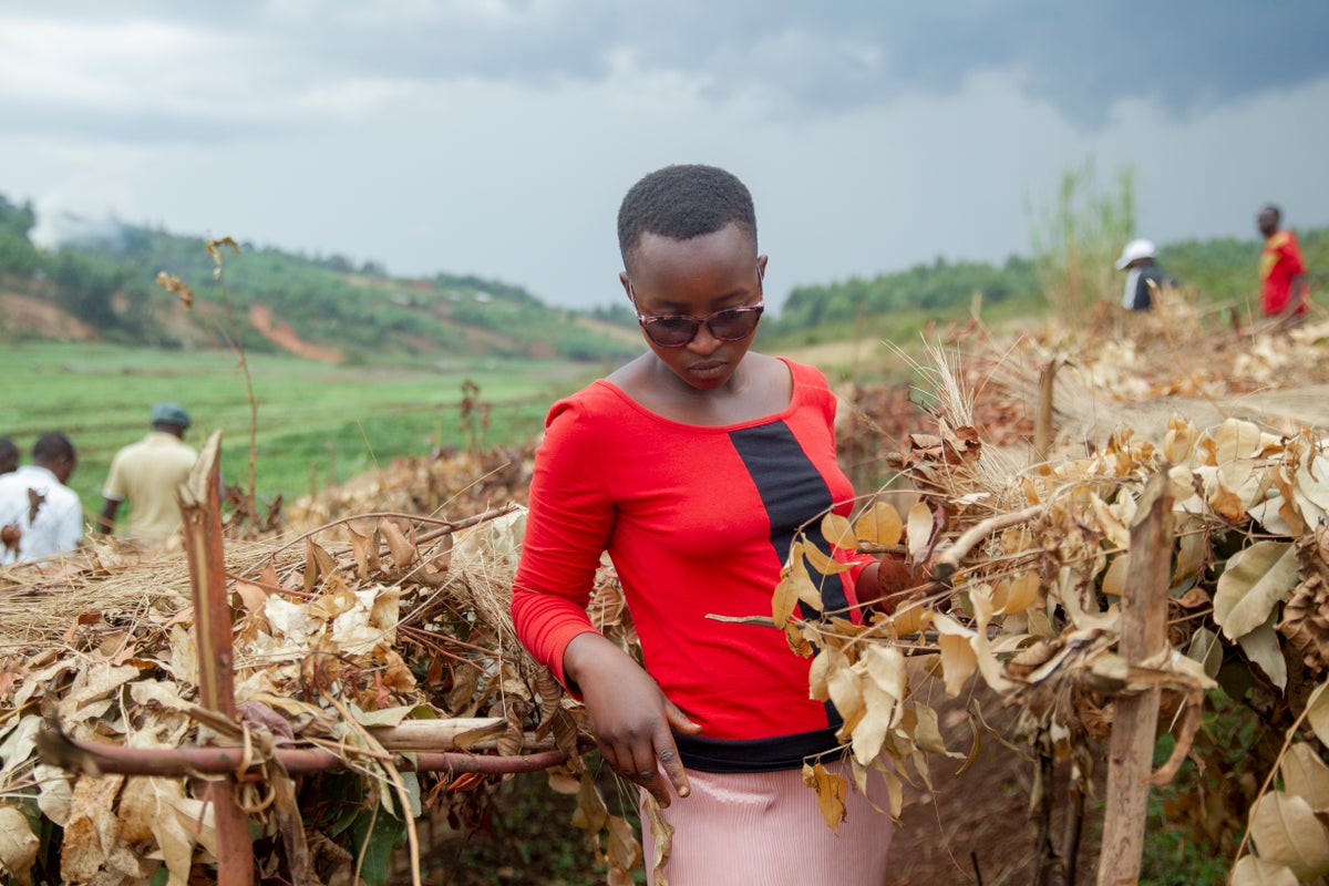 A young woman at her sustainable agriculture project site in Ngozi province, Burundi.