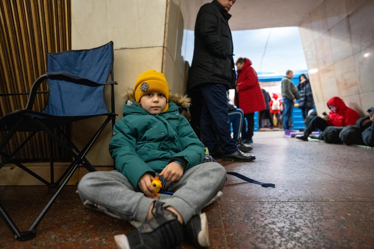 In Ukraine, children spent the night underground with their parents and pets, seeking refuge in metro stations from the war that continues to rage on around them.  