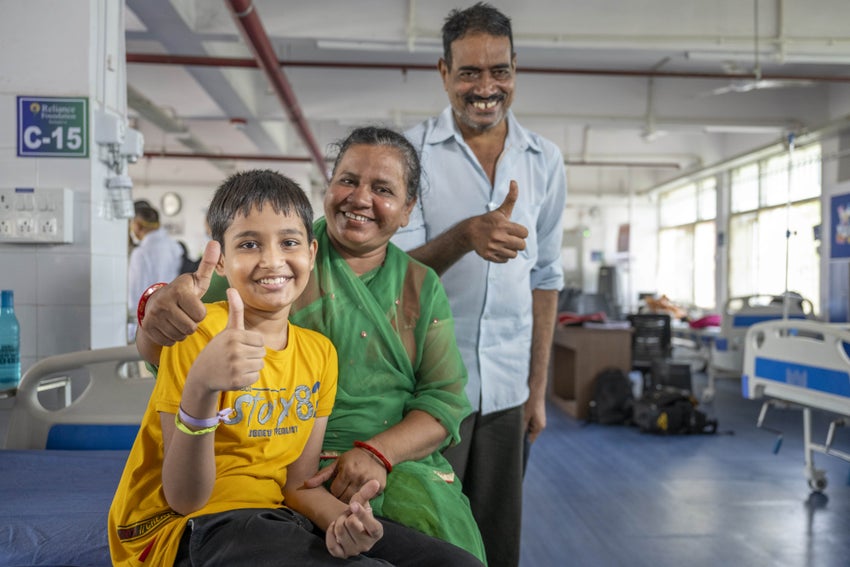 A young boy recovered from post-COVID complications thanks to oxygen provided by UNICEF India 