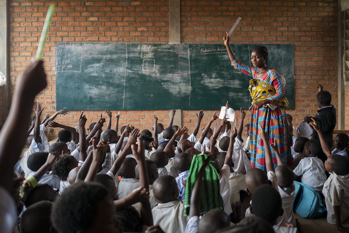 Teacher in front of her class