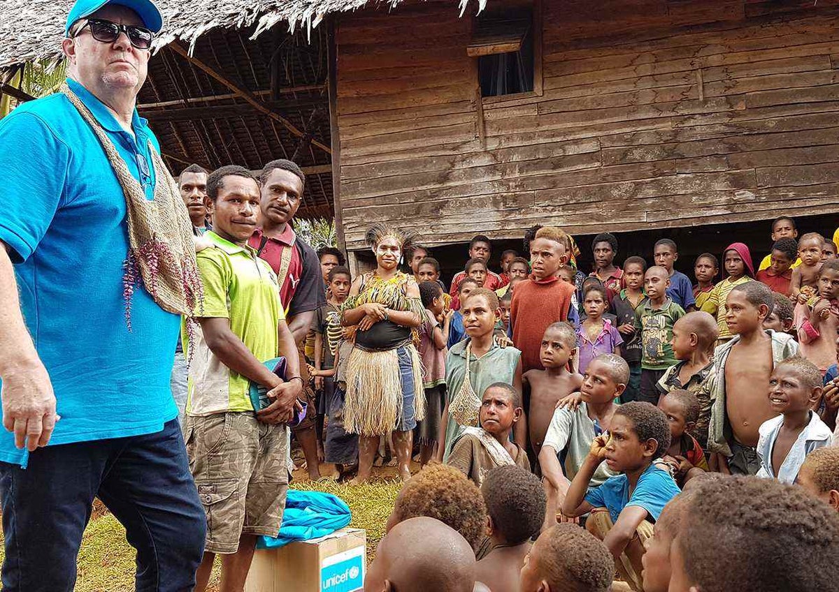 David with the community in PNG