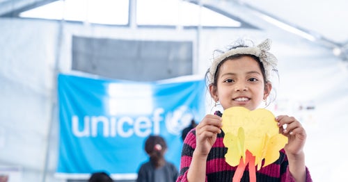 Children play inside one of the child-friendly spaces established with UNICEF support in the wake of the 6.4 magnitude earthquake that struck Nepal on 3 November 2023.