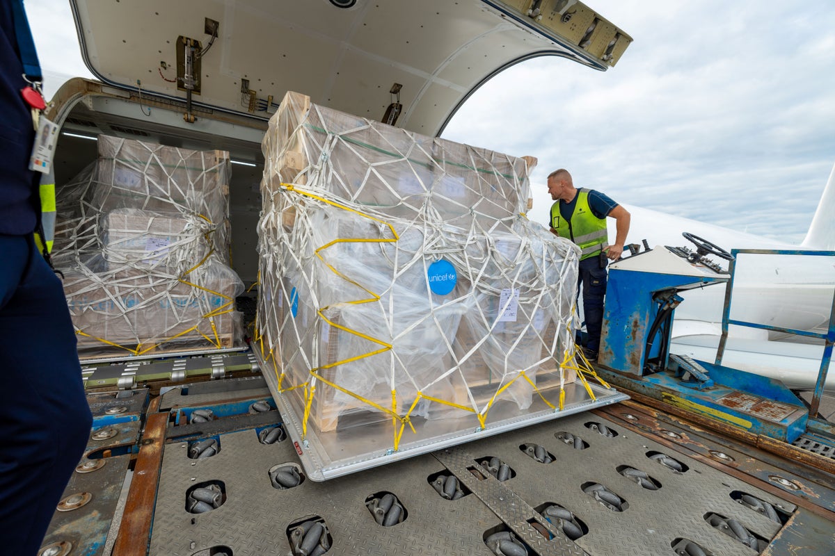 Shipment of medical, nutrition and shelter supplies from the UNICEF Global Supply and Logistics Hub in Copenhagen