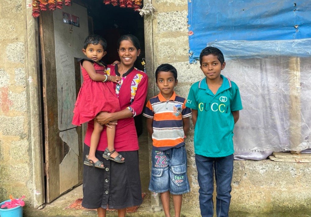 A mother and her children in Sri Lanka. 