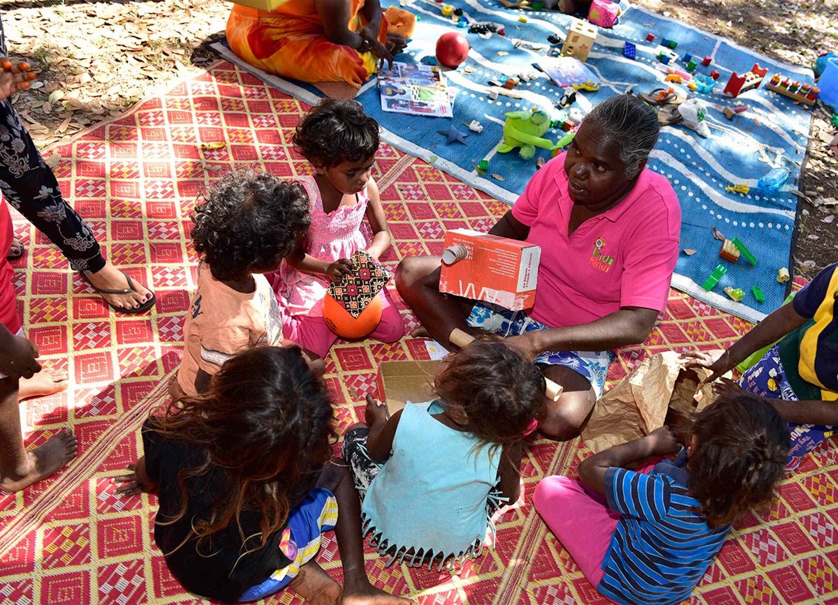 Children learn and play at the Indi Kindi early childhood education initiative.