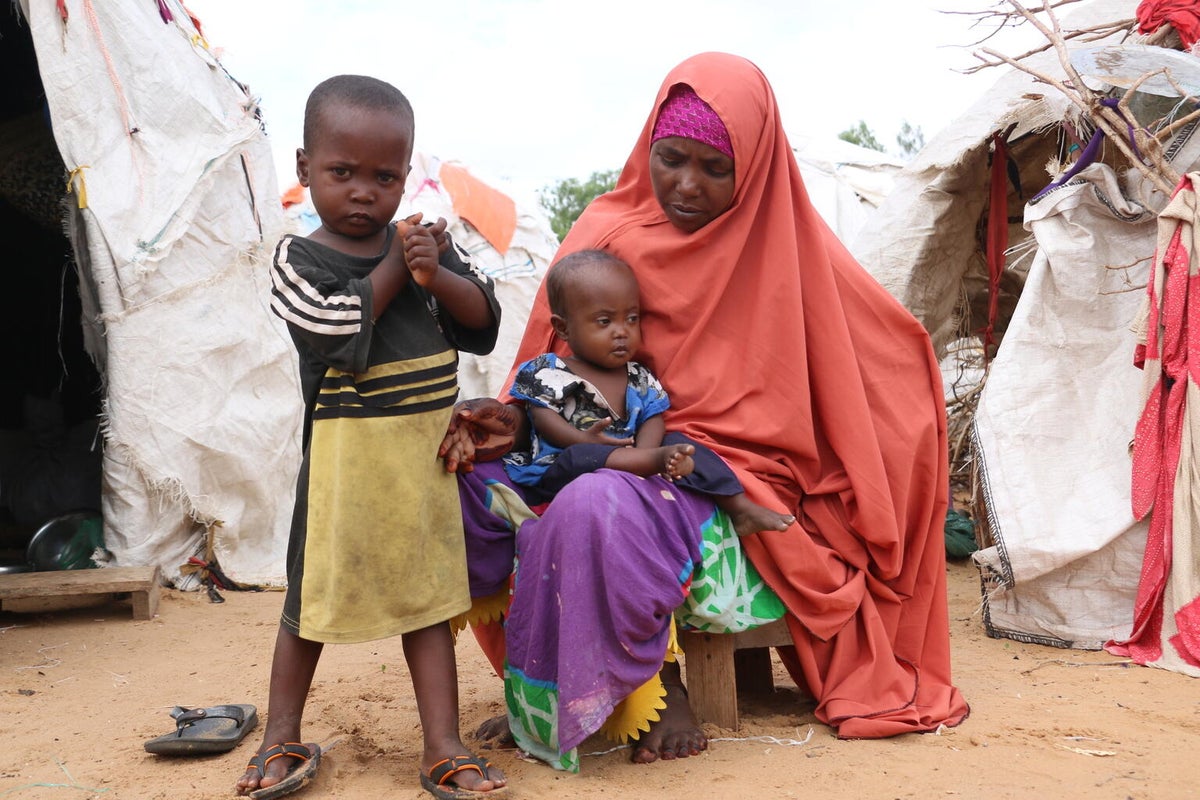 Mother in Somalia with her two children 