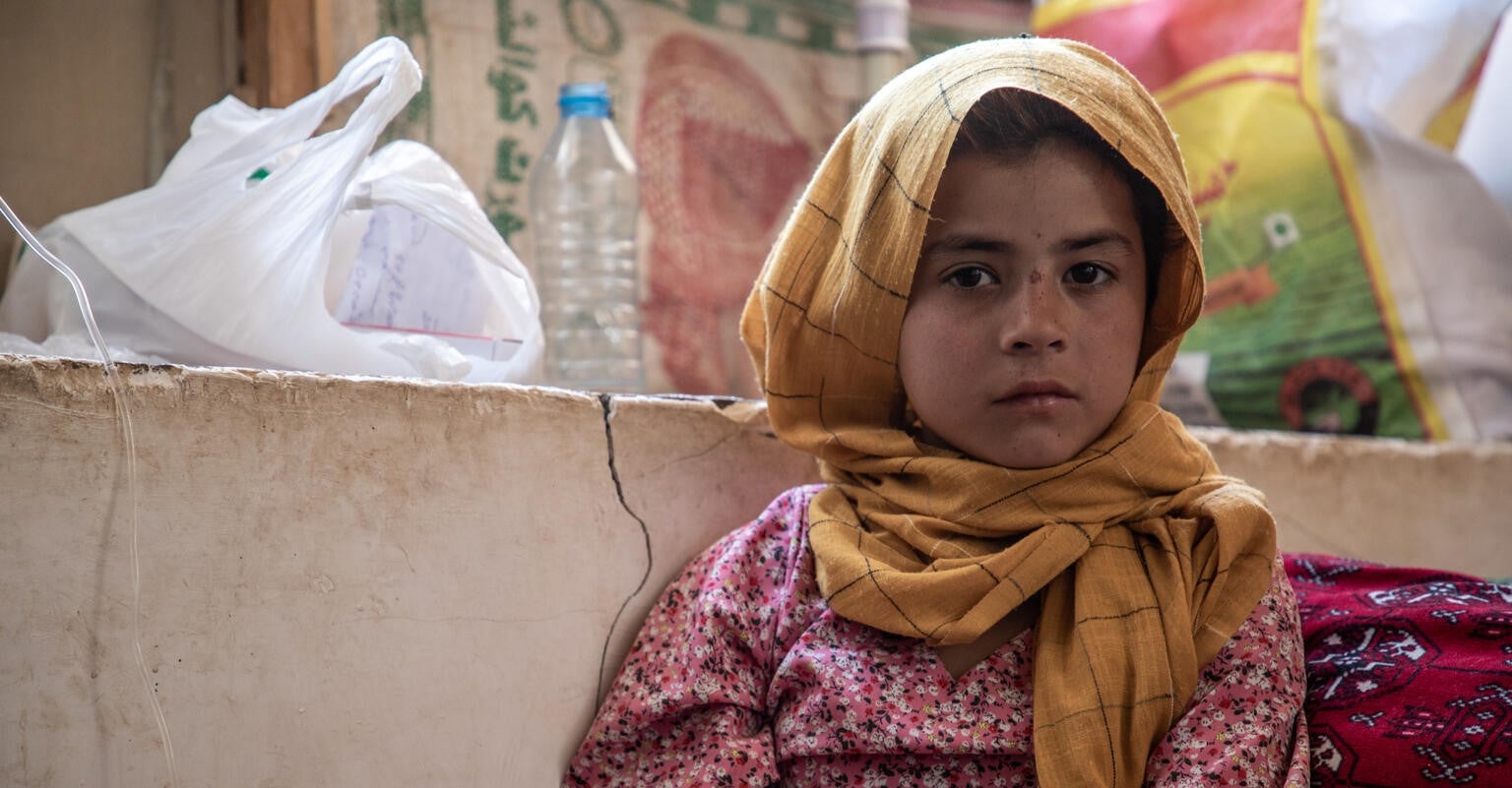 In May 2024, 11-year-old Hajera survived a flash flood in northeastern Afghanistan which destroyed her family’s home.