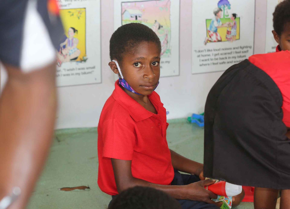 Yop used to struggle to get to school because of his physical disability. Today, he attends a UNICEF-supported inclusive early childhood development centre near his home in rural Papua New Guinea. 