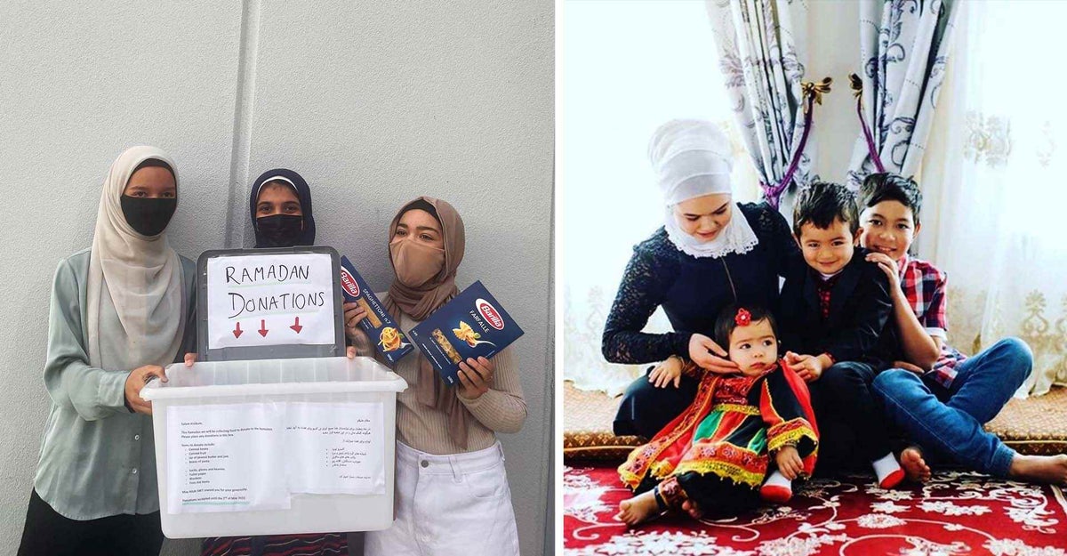 Left: Jumana and friends come together to give generously to others during Ramadan. Right: Kbora celebrates Ramadan by breaking fast with family and friends.