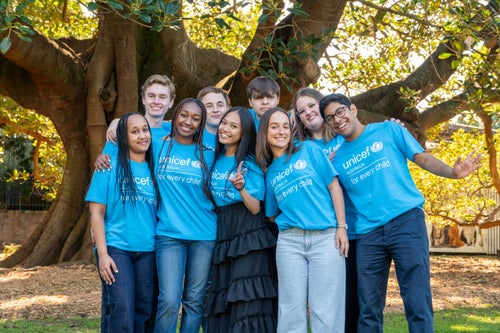 A group of young people wearing UNICEF t-shirts.