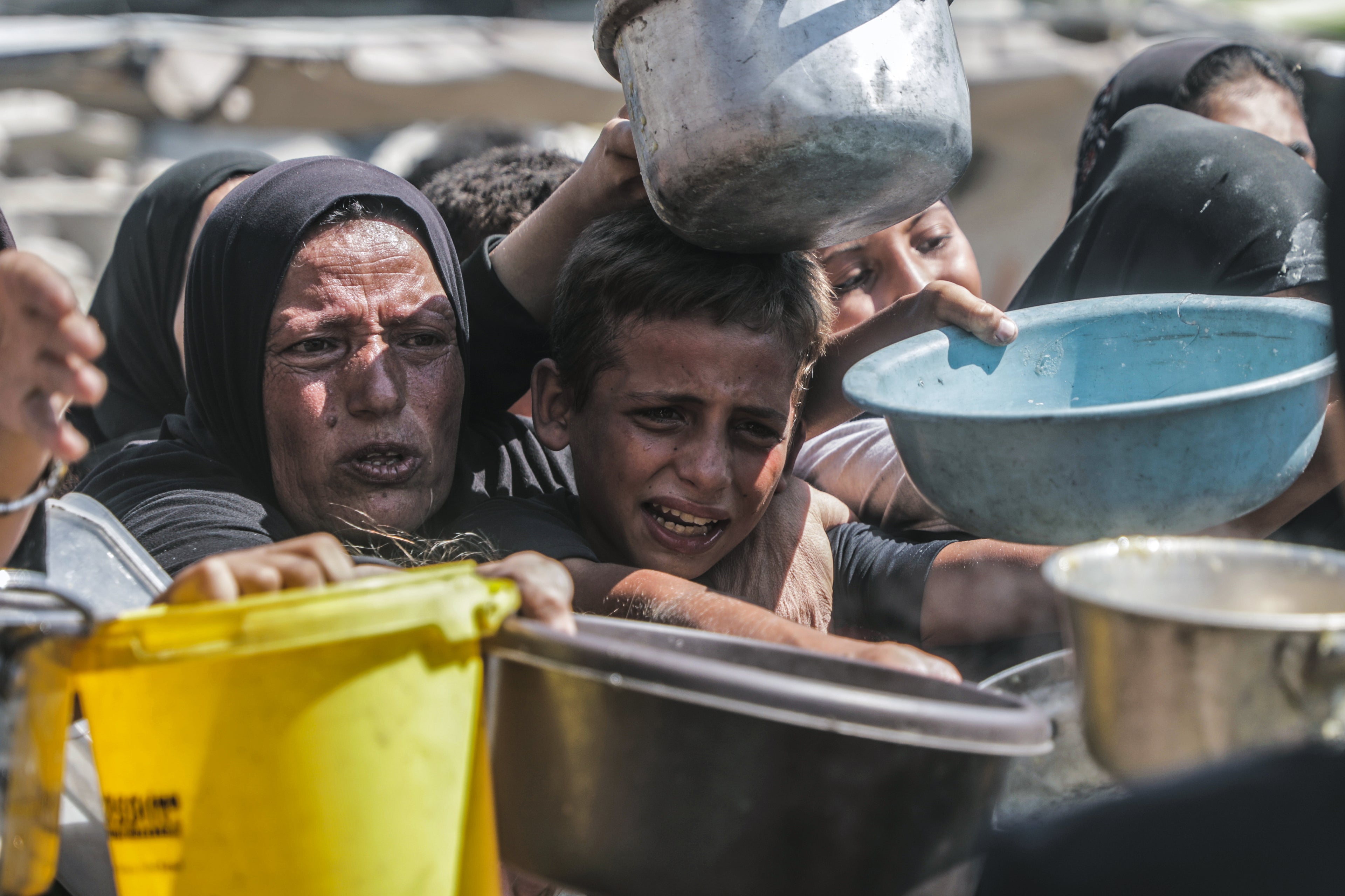  A young child at a food distribution site in Gaza.