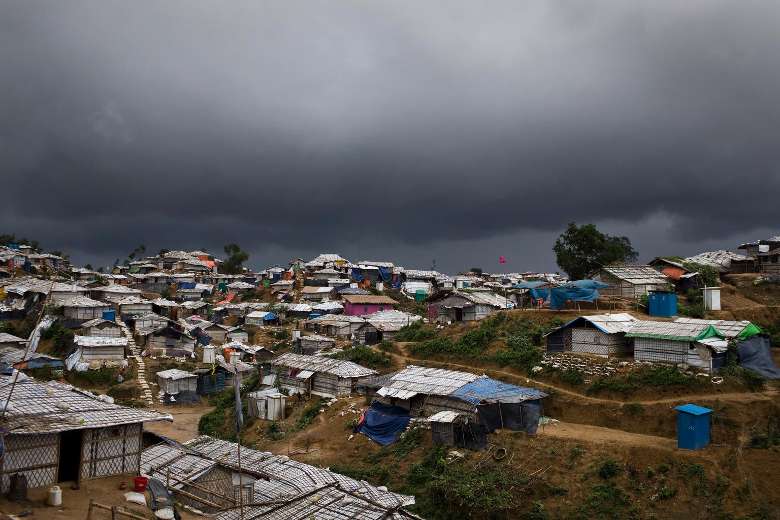 Rain clouds are seen approaching a part of the Balukhali-Kutupalong, a refugee camp sheltering over 800,000 Rohingya refugees, in Cox's Bazar, Bangladesh