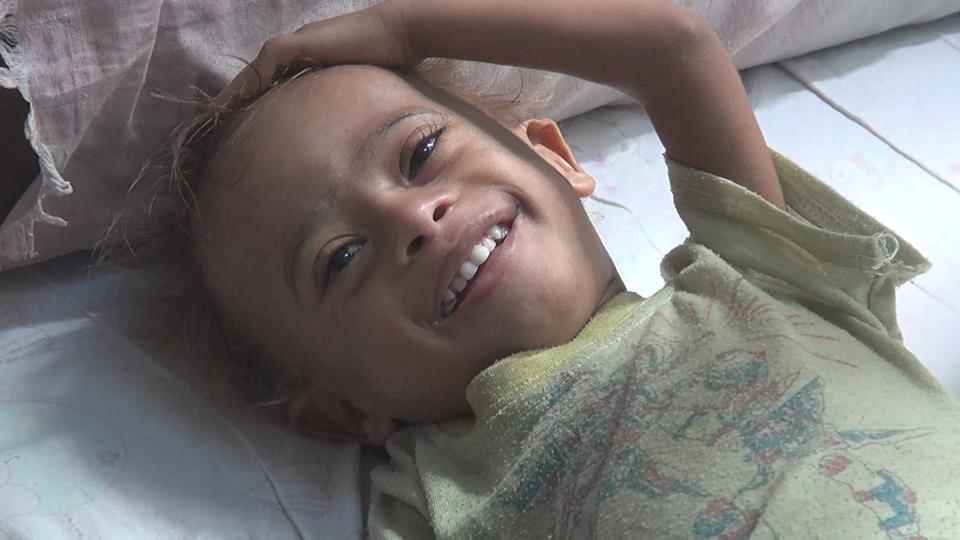 Boy recovering after five weeks of therapeutic treatment