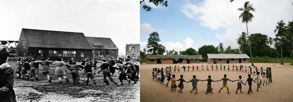 Children play in a circle