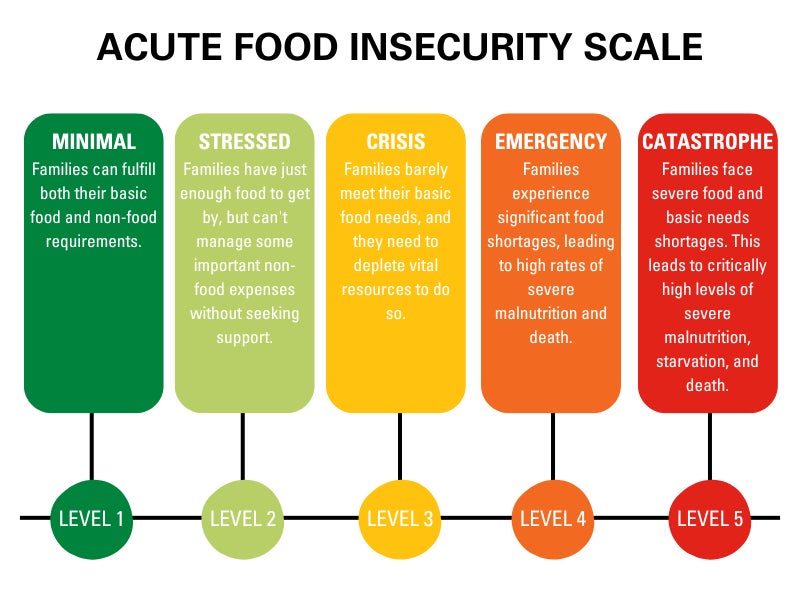 Infographic showing levels of famine severity.