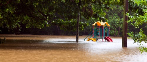Children's playground under water