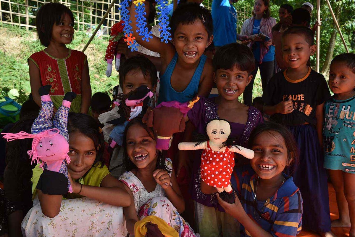 Child-friendly spaces give Rohingya children a chance to giggle, relax and feel safe after the stress of fleeing home.