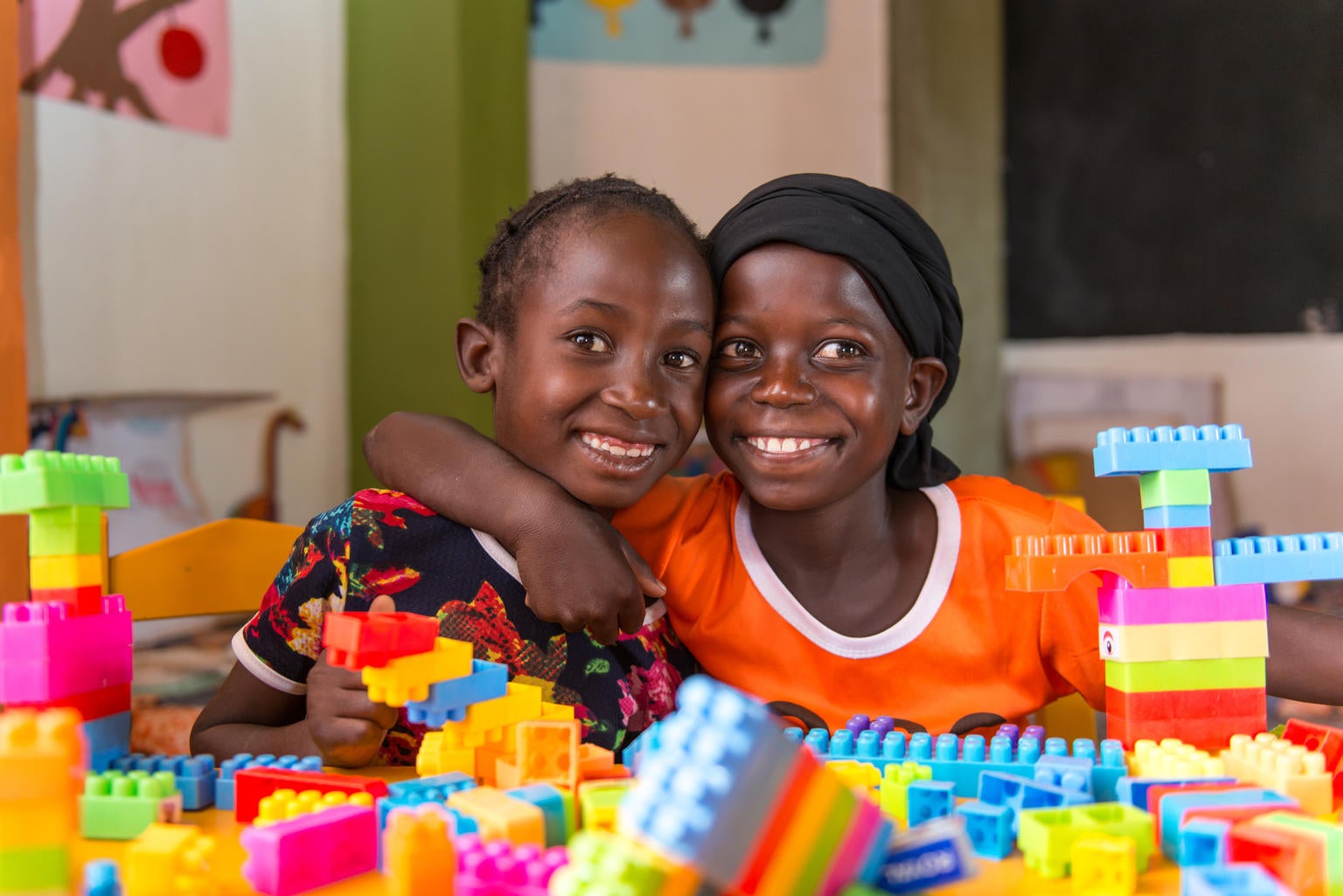 Two Zambia girls smiling at the camera