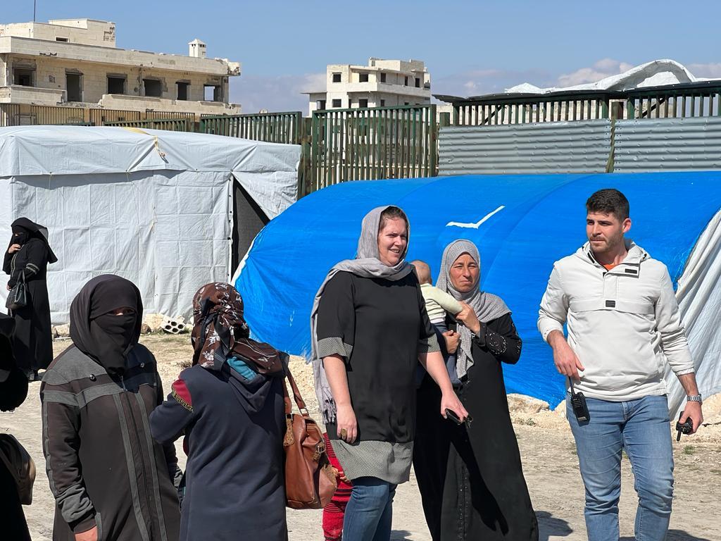 Peta Barns at a temporary camp established for communities unable to return to their homes in Idleb, Syria. 