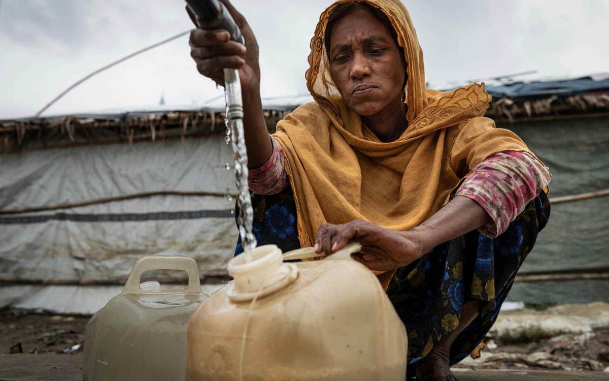 Those living in the Rohingya refugee camps do not have access to running water or soap within their homes, increasing the risk of coronavirus transmission, should it enter the camps
