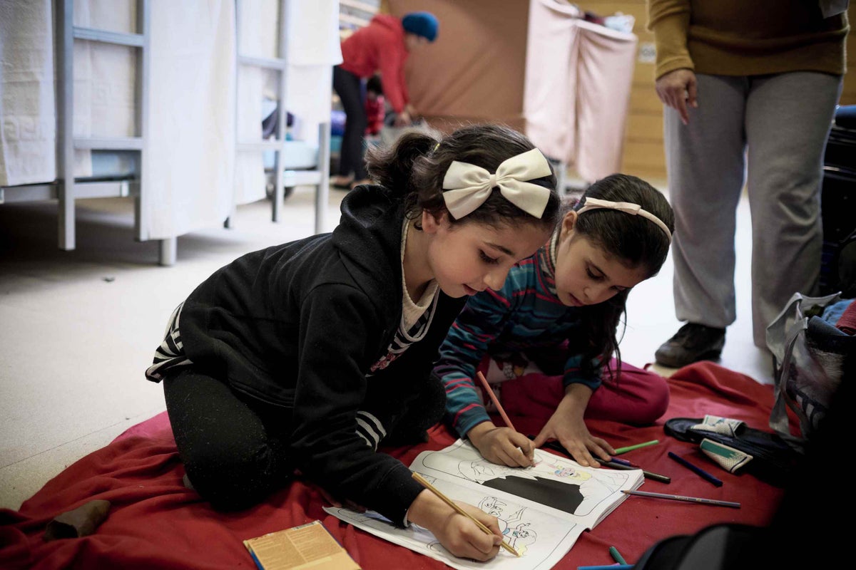 Jannat draws in a refugee centre in Berlin.