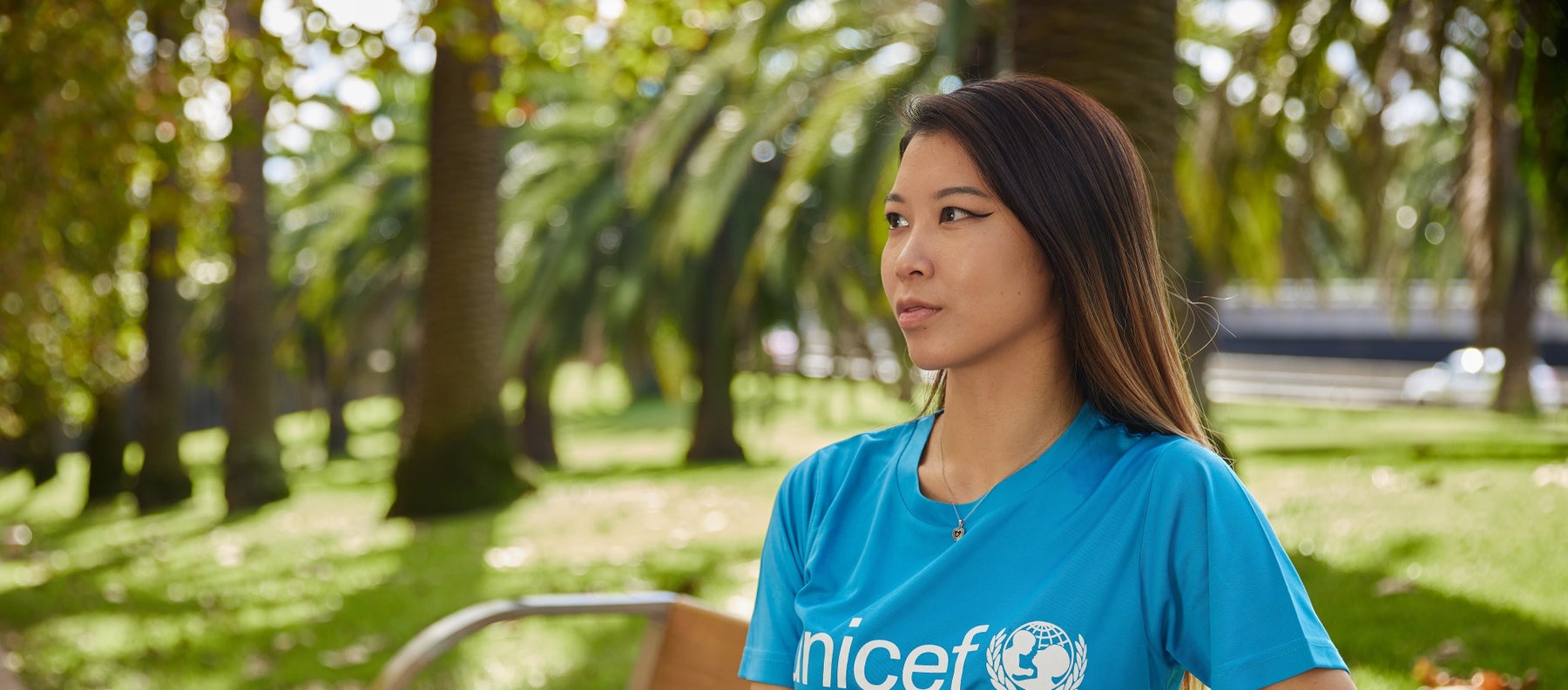 Image of Emily Unity, a young person wearing a UNICEF t-shirt