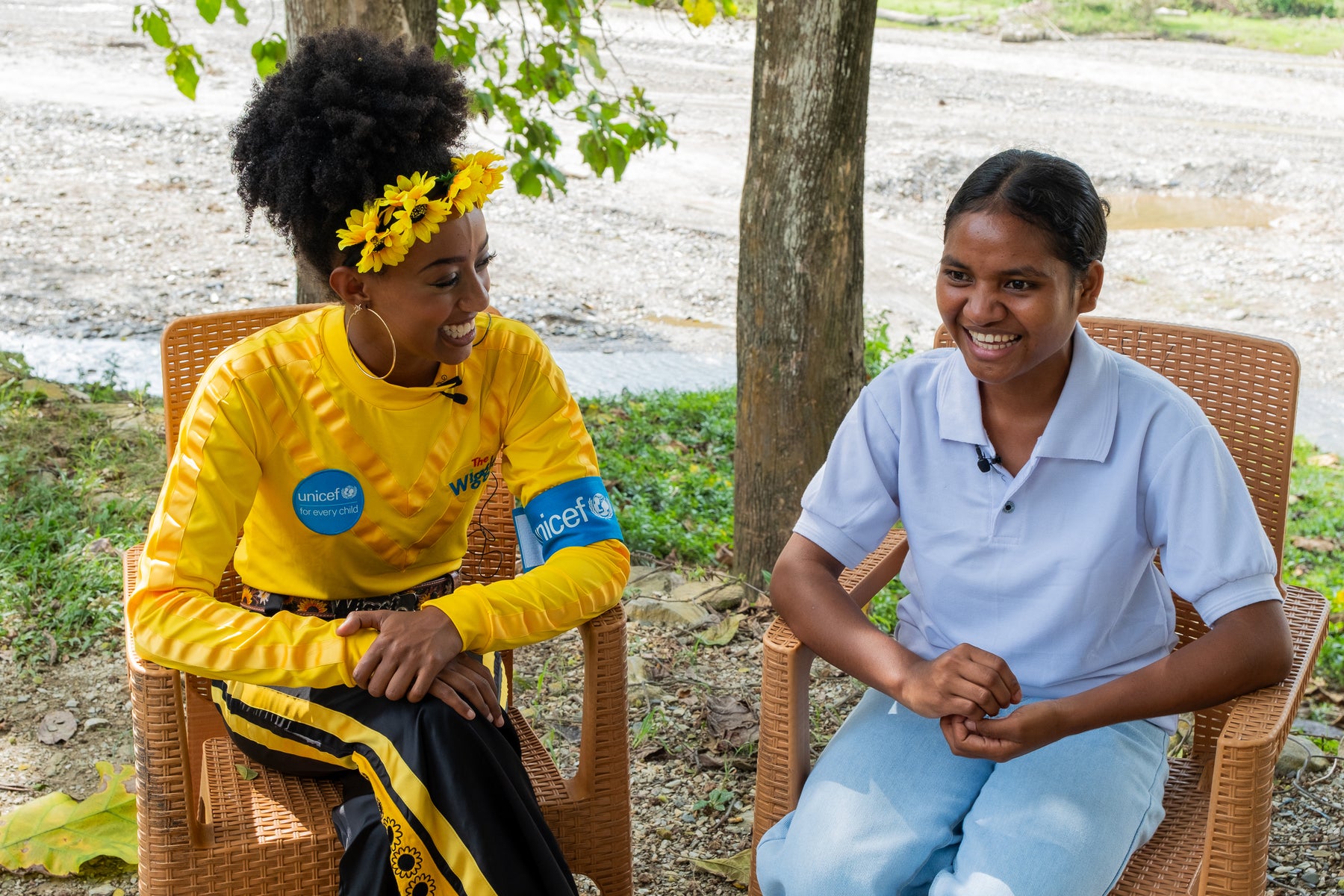 Two women having a conversation.