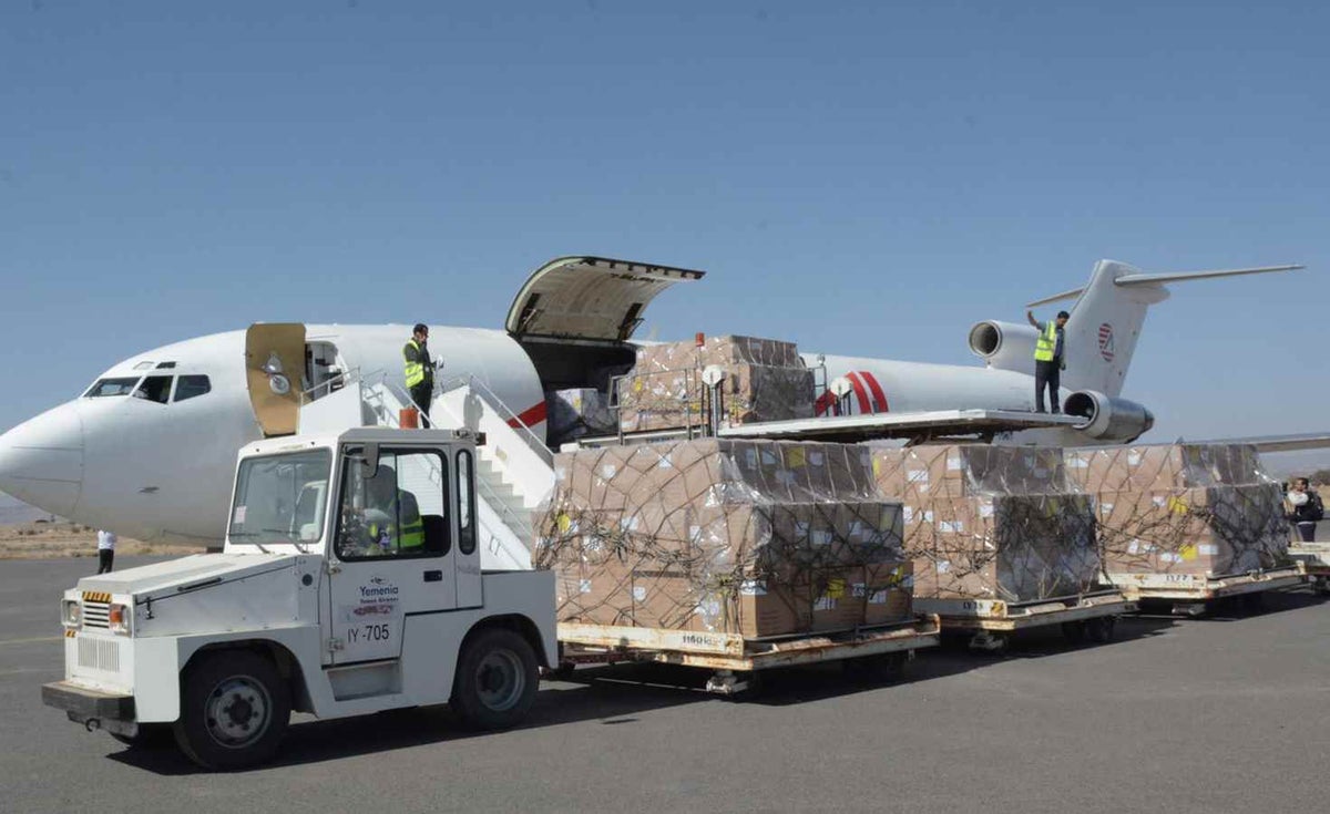 A shipment of vaccines from UNICEF is unloaded at Sana'a International Airport