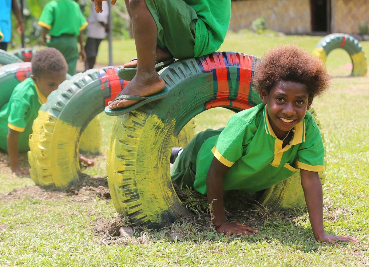 Children play at an early childhood development centre, established with support from UNICEF