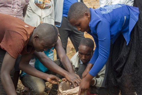 Students in Burundi working together as part of the Creatable program that teaches STEM to solve real-world problems. 