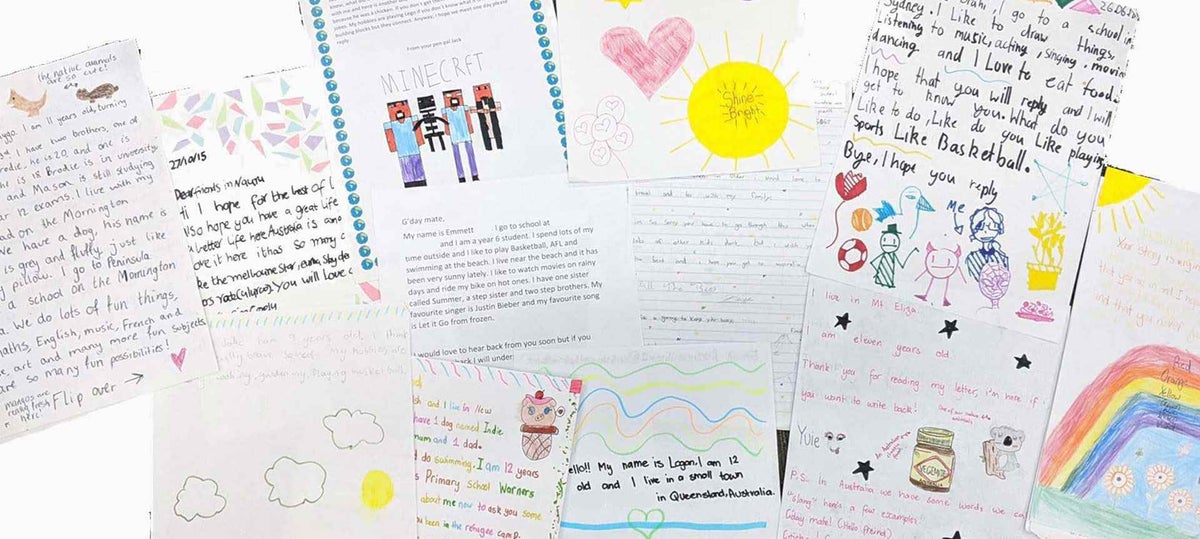 Children wrote with compassion, understanding and kindness. Image supplied by Befriend a Child in Detention.