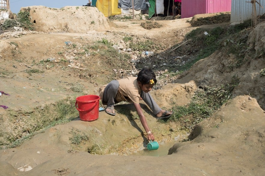 Where clean water is in short supply, children in the camps can already be seen filling bottles from murky streams and pools.