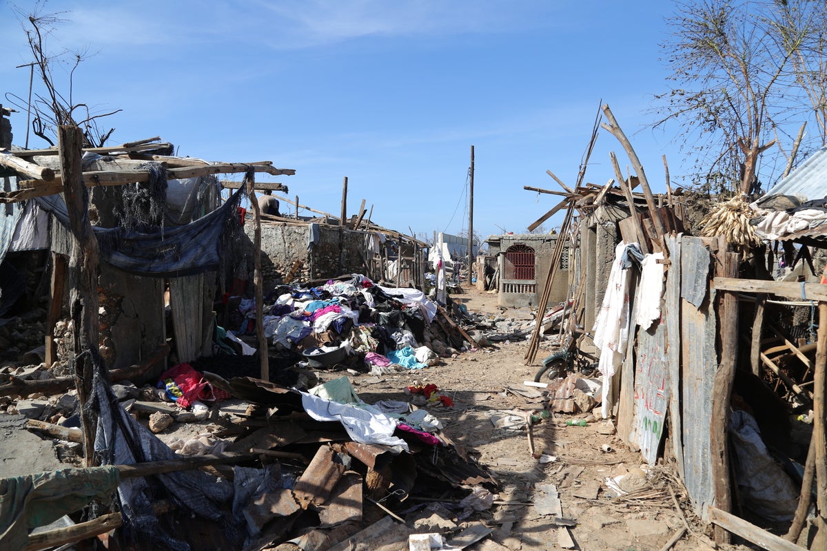 A hurricane affected area in the coastline of Haiti