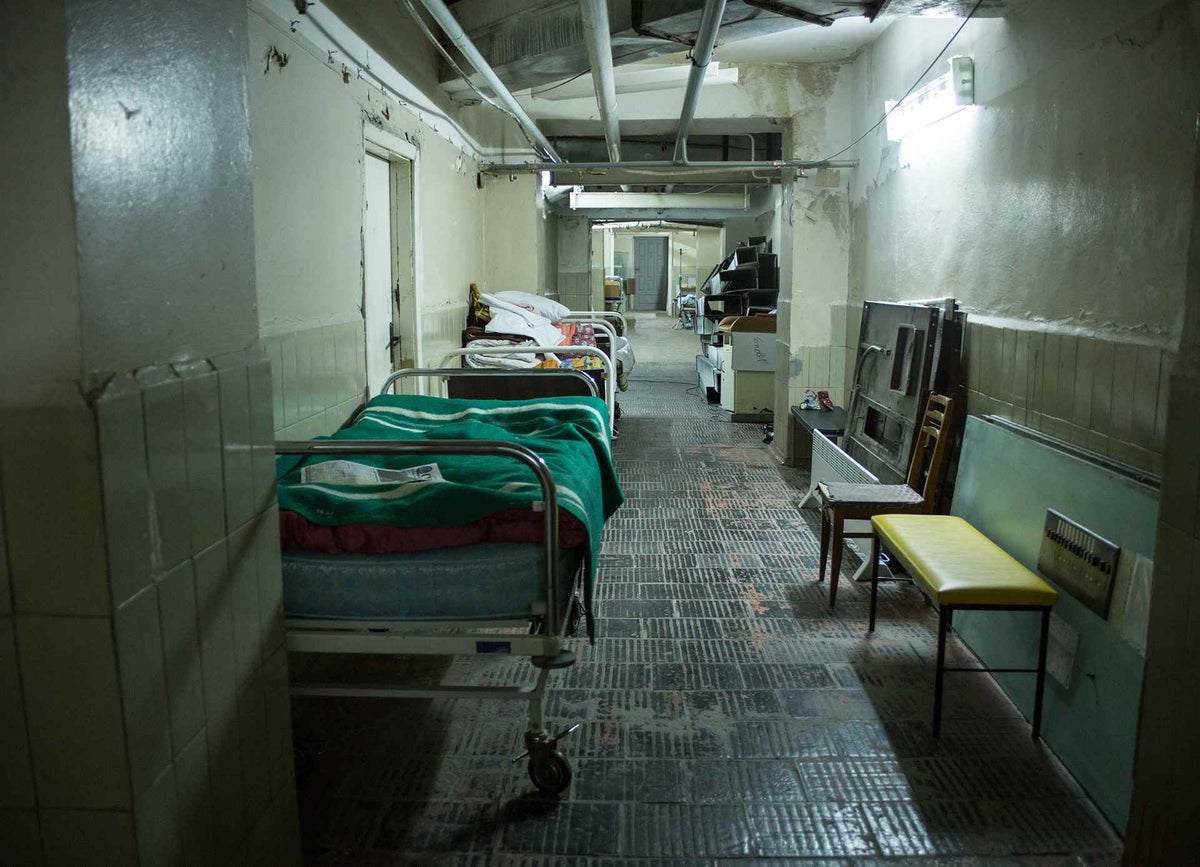 Hospital beds in the basement