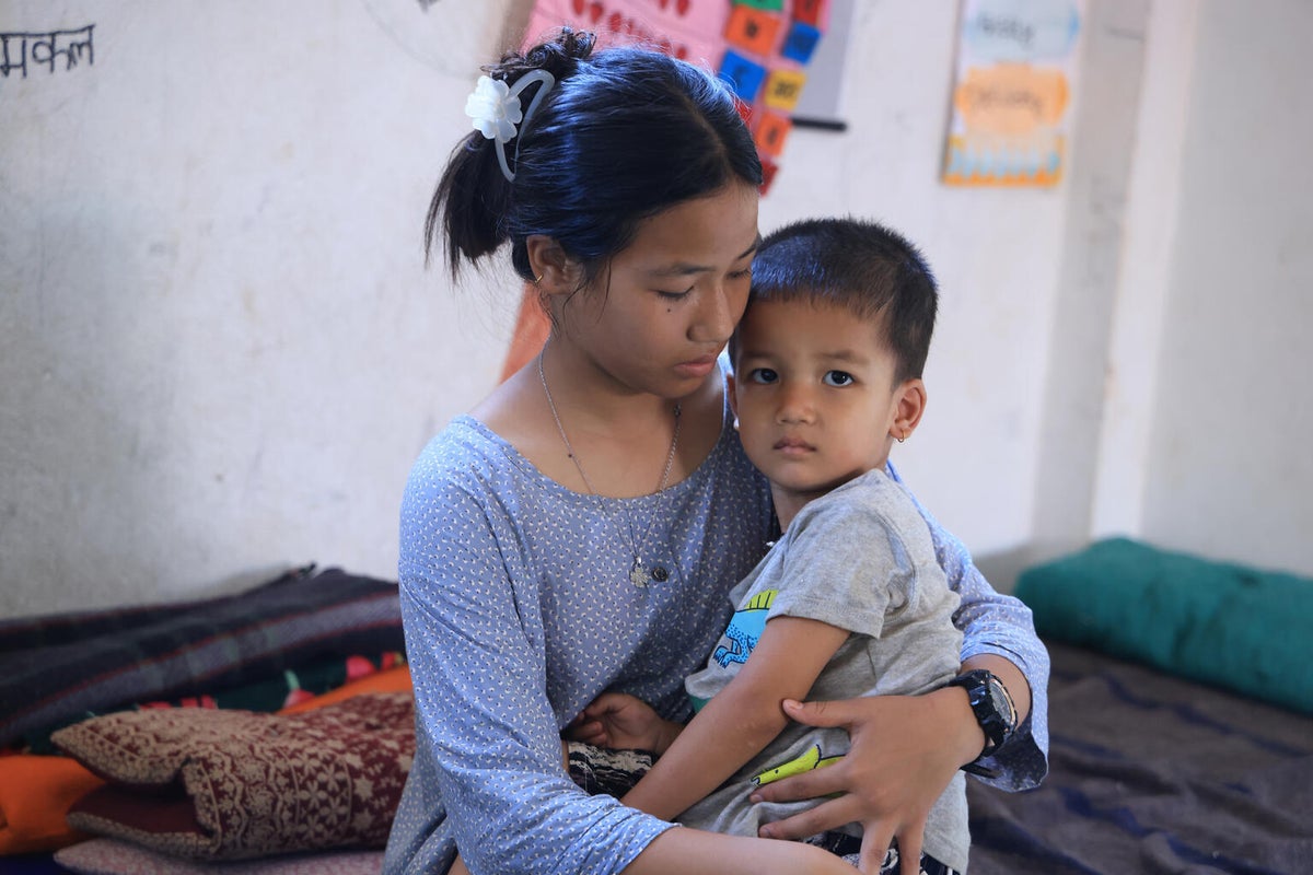 Children affected by the floods in Nepal lost their home and access to education.
