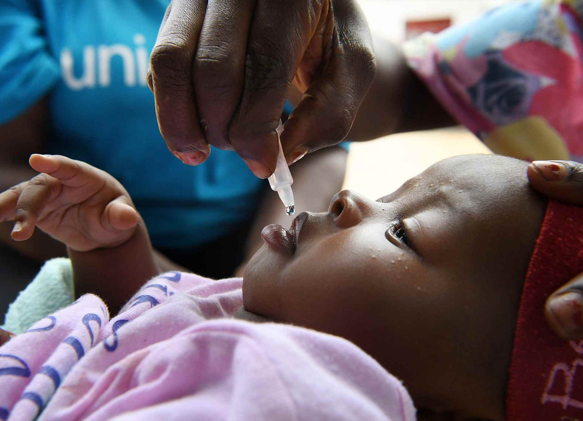 A baby is vaccinated in a health centre in Kinshasa, the capital of The Republic of Congo.