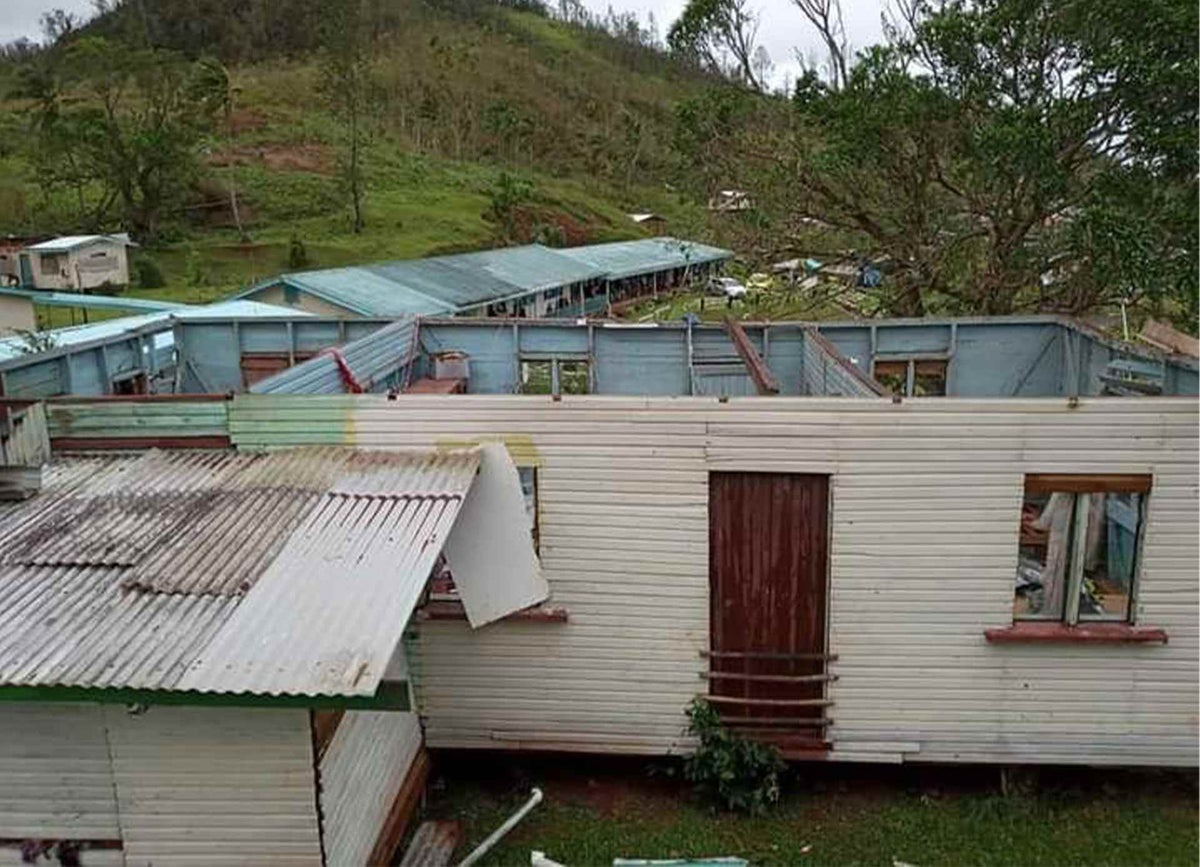 Houses in a village in Fiji destroyed by Tropical Cyclone Yasa. The full extent of the damage is still being determined. 