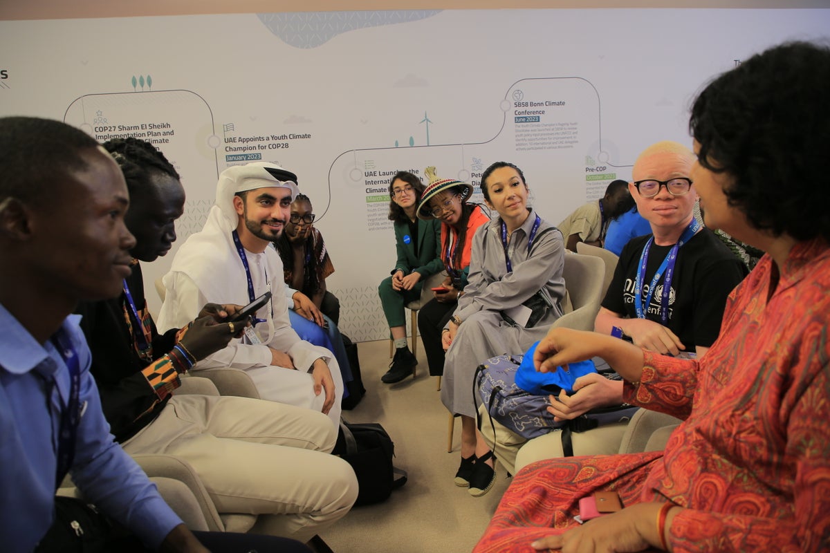 A panel discussion at the Youth Climate Champion Pavilion at COP28.