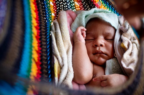 Baby sleeping in a carrier