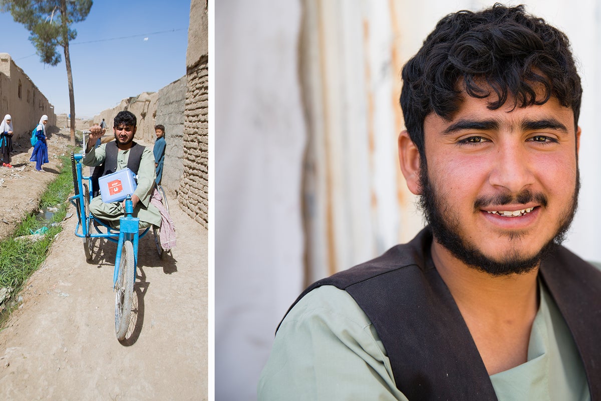 Asadullah, 19, was born during a long period of fighting in Afghanistan when vaccine workers were unable to reach him with the polio vaccine.