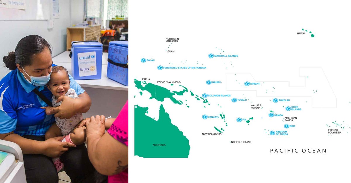UNICEF, with support from Rotary Zone 8, is working to give every child a future by vaccinating children across nine Pacific Island countries. 
