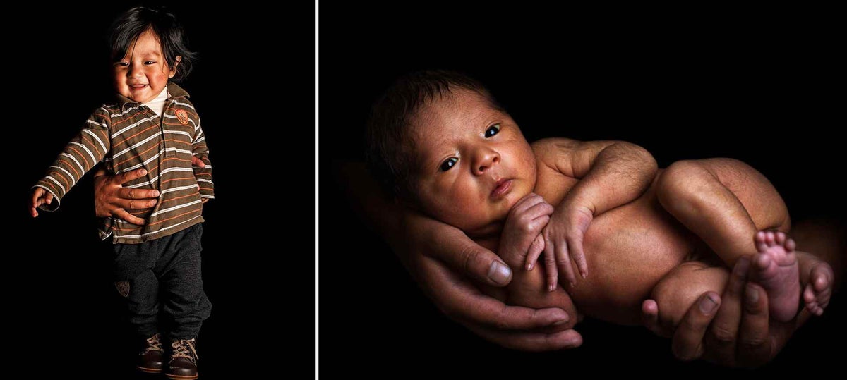 Liam, 1, photographed at the same health centre in which he was born in Paruro Province, Peru. 