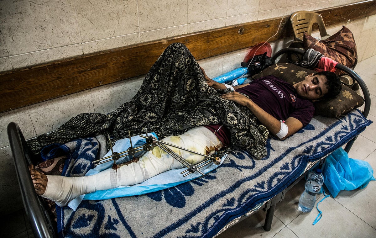 Bilal, 17, lives with his parents and six younger siblings. When an airstrike destroyed their shelter and left his father unable to walk, Bilal became his family’s main provider.