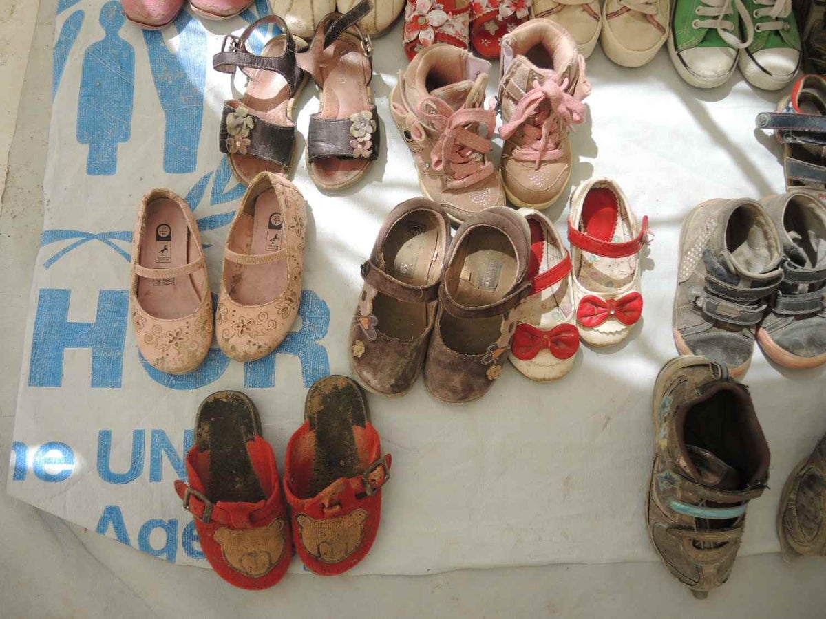The tiny shoes of children, some as young as two, who now have a safe place to play and learn thanks to the generosity of donors who have helped fund UNICEF’s response to the Syria emergency. 